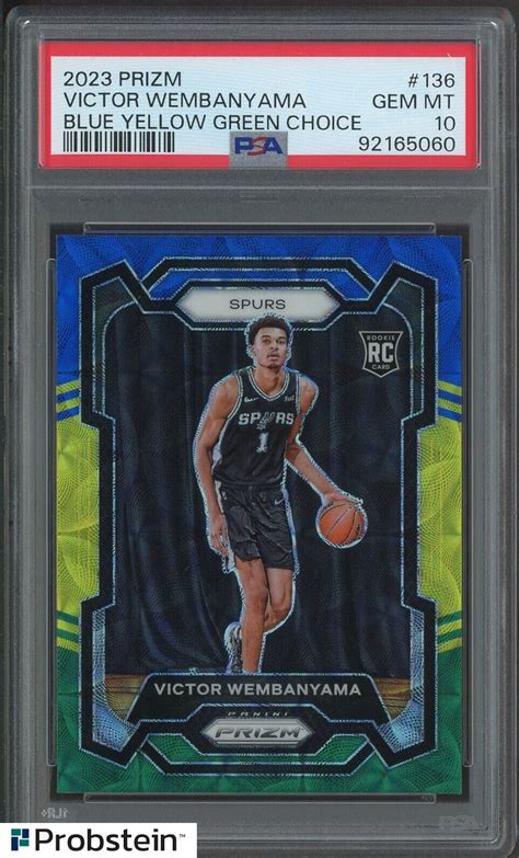 Victor Wembanyama 2023 Prizm 136 Choice Blue Yellow Green Price Guide