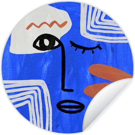 Wallcircle Muurstickers Behangcirkel Portret Blauw Abstract