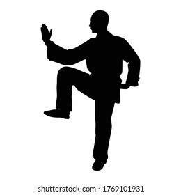 Tai Chi Chuan Man Silhouette Vector Stock Vector Royalty Free