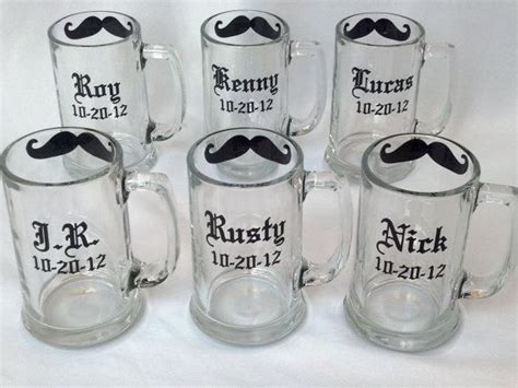 Gift For Groomsmen Beer Mugs Chalkboard Mustache Mugs Personalized