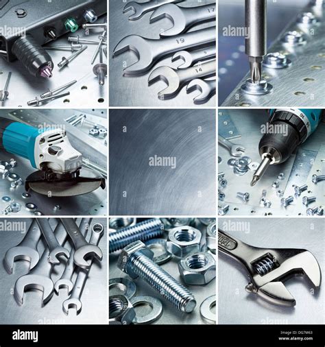 Metal workshop tools, supplies set Stock Photo - Alamy