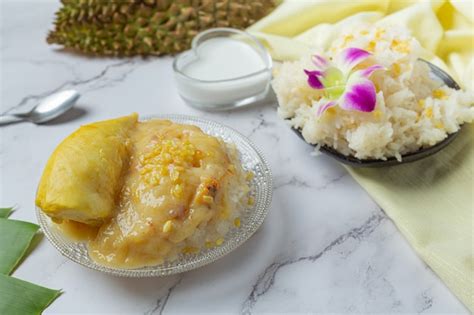 Riz Gluant Sucr Tha Avec Durian Dans Un Dessert Photo Gratuite