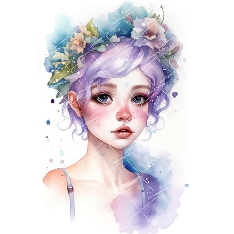 Watercolor Moon Pixie Clipart for Digital Invitations, Digital Posters, Scrapbook I Digital ...