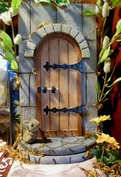 Fairy Door Pre Made Wood Door Was Textured Painted And Decorated