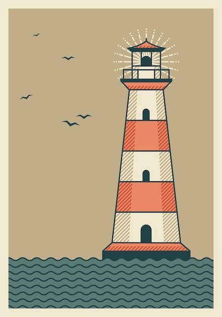 Premium Vector Lighthouse Vector Illustration In Nautical Style