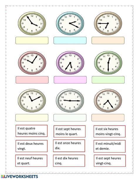 Liveworksheets De Las Horas