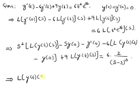 Solved Solve Y” T 6y T 9y T 6t 2 E 3t When Y 0 Y 0 0 Using The Laplace