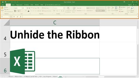 How To Unhide Ribbon Excel Youtube