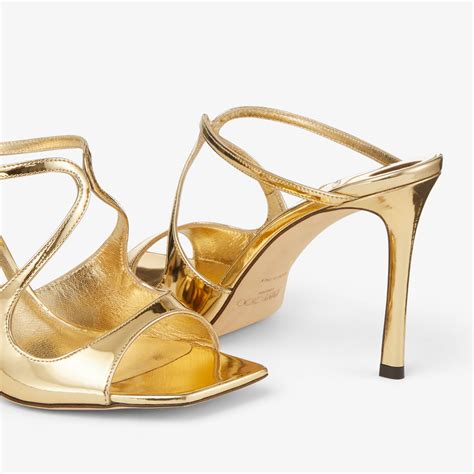 Gold Liquid Metal Leather Mules Anise Winter Collection