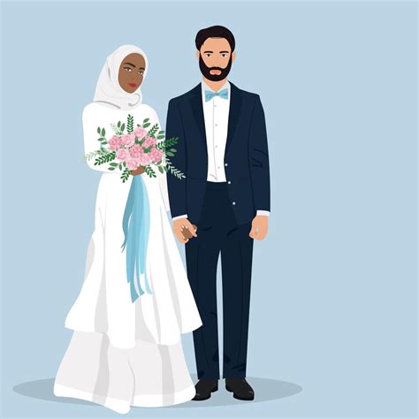 Muslim Wedding Couple 13595249 Vector Art At Vecteezy