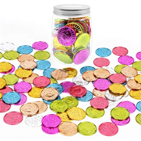 Buy 100 Pcs Caught Being Good Coins Tokens with Reward Jar, Colorful