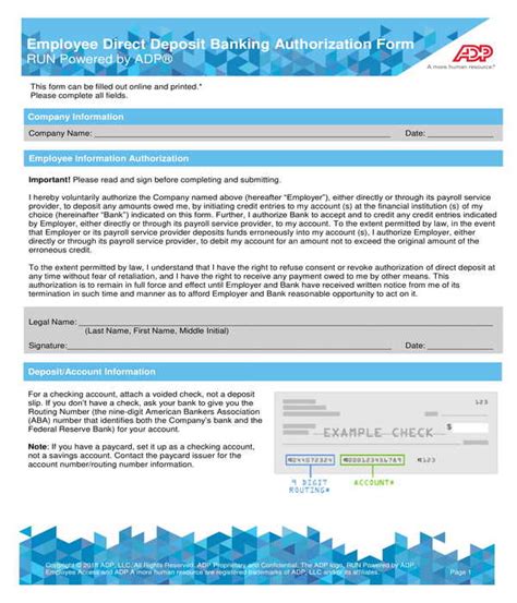 Free 8 Adp Direct Deposit Forms In Pdf