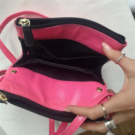 REDUCED Juicy Couture pink patent cross body bag.... - Depop