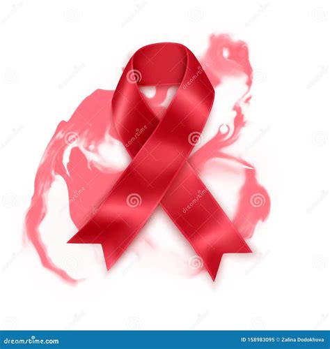 AIDS Awareness Ribbon. Red Ribbon on Abstract Background, Realistic ...