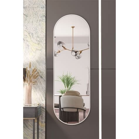 Oglinda de perete ovala, Marsah Home, 180x60 cm, rama metalica alba