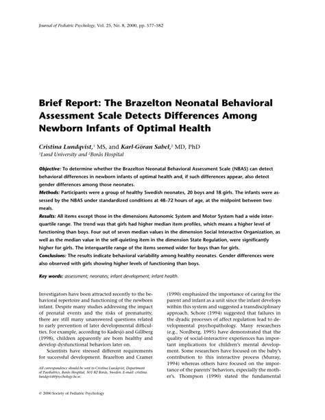 Brazelton Neonatal Behavioral Assessment Scale