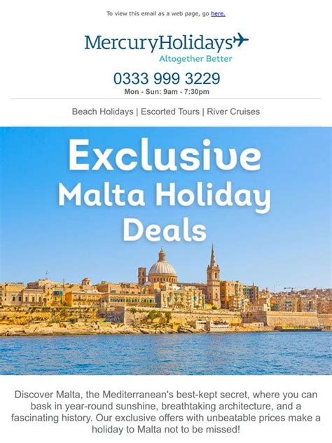 Mercury Holidays Uncover Malta Unmissable Deals Inside Milled