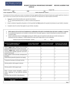 Fillable Online Hpu Financial Aid Special Circumstances Form Docx Fax