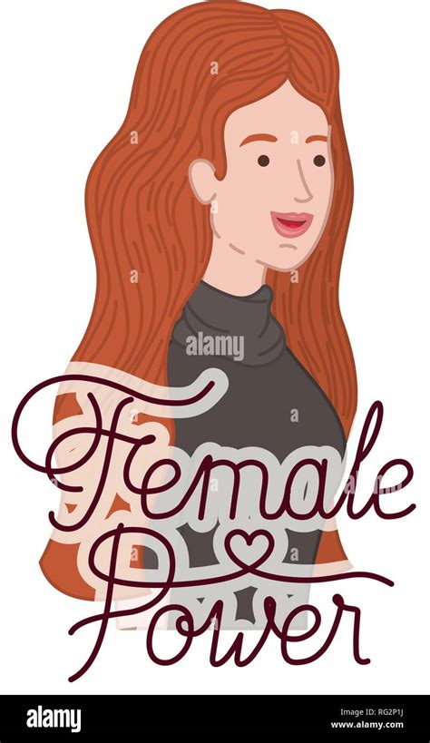 Woman With Label Female Power Avatar Character Stock Vector Image And Art