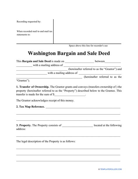 Washington Bargain And Sale Deed Form Fill Out Sign Online And