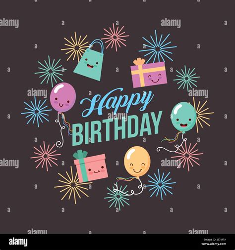 Alles Gute Zum Geburtstag Kawaii Ballons Stock Vektorgrafik Alamy