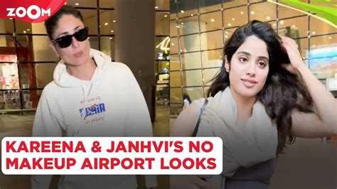 Kareena Kapoor Khan Janhvi Kapoor S No Makeup Look At Airport Leaves