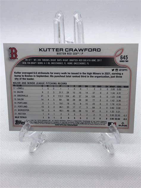 Kutter Crawford Prices Rookie Topps Baseball Cards