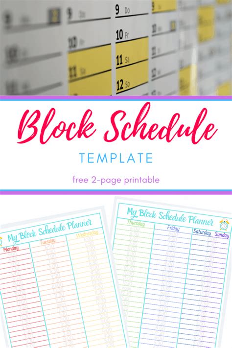 Block Schedule Template - Organized 31