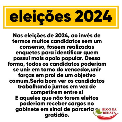 Blog da Renata Pimenta: Nas eleições de 2024, ao invés de termos muitos