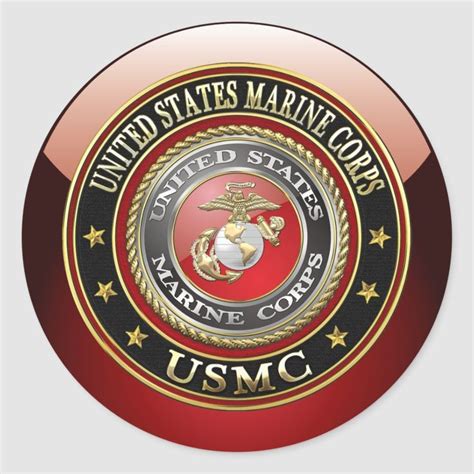 Usmc Emblem Special Edition 3d Classic Round Sticker Zazzle