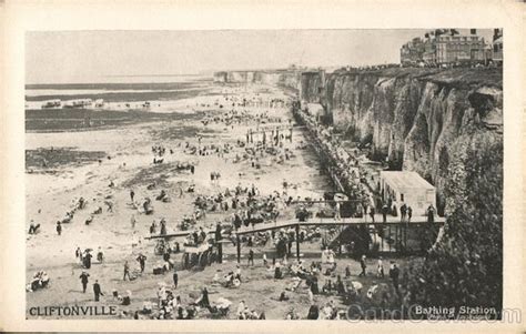 View of Bathing Station Cliftonville, England Kent Postcard