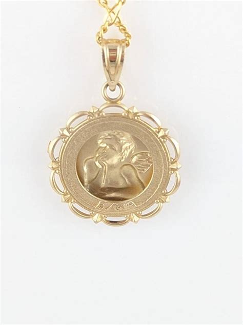 Lot #60 - Michael Anthony 10K Yellow Gold Angel Pendant on 14K Chain ...