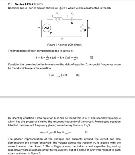 Solved 2 1 Series Lcr Circuit Consider An Lcr Series