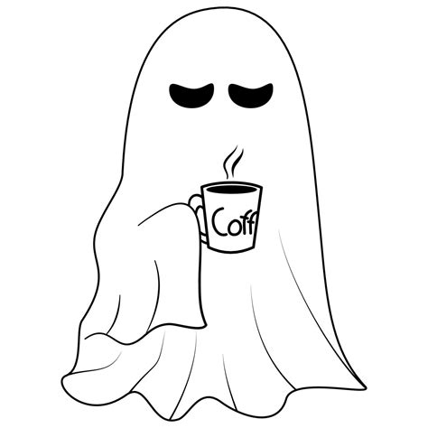 Ghost Drinking Coffee Vector Art At Vecteezy