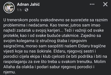 Jahić o Mehmedoviću Imao sam najteži zadatak u svojoj karijeri teži