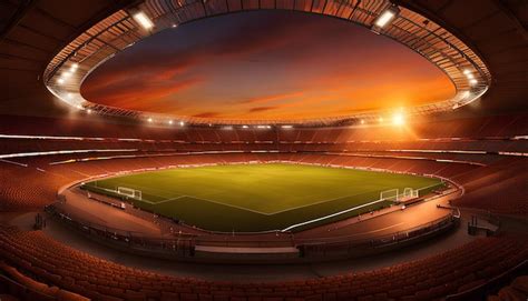 Premium Photo Vibrant Football Stadium At Sunset