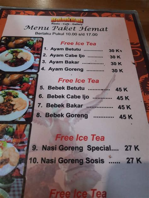 Menu At Bebek Bali Resto Restaurant Bekasi Regency Jl Madiun Kav 115