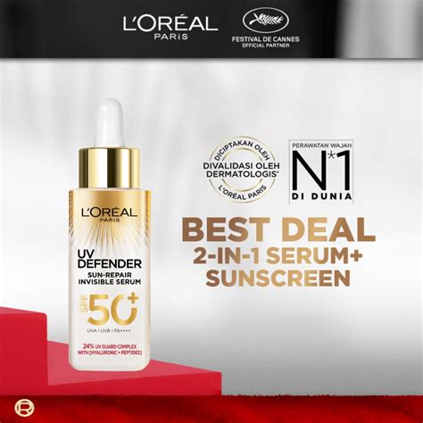 Jual L Oreal Paris UV Serum Sunscreen SPF 50 PA UV Defender Sun