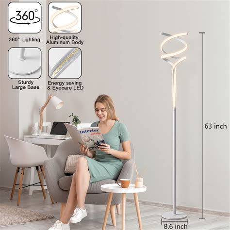 Zxwlife Modern Floor Lamp For Living Room White Led Floor Lamp Remote