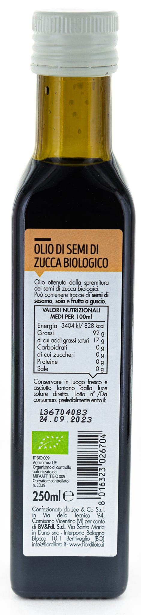 Olio di semi di zucca FIOR DI LOTO Agricoltura biologica NaturaSì