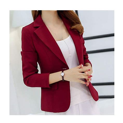 Office Formal Work Casual Blazer Coat Women Elegant Notched Collar Long