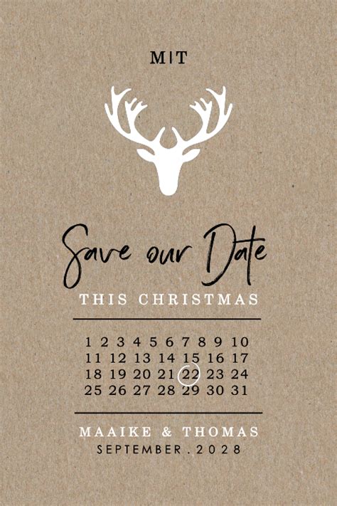 Kraft Save The Date Kerstkaart Met Kalender