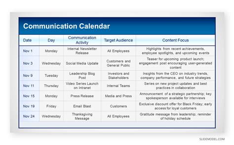 04 Communication Calendar Plan SlideModel