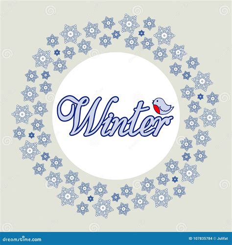 Winter Word Hand Lettering Handmade Stock Vector Illustration Of