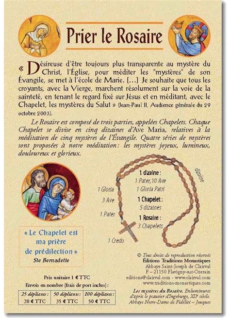 Vente De Livres Catholiques Dépliant Couleurs Sur Les 20 Mystères Du