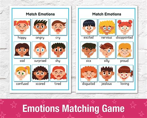 Unbelievable Emotions Matching Game Printable Colour Worksheets For Preschoolers