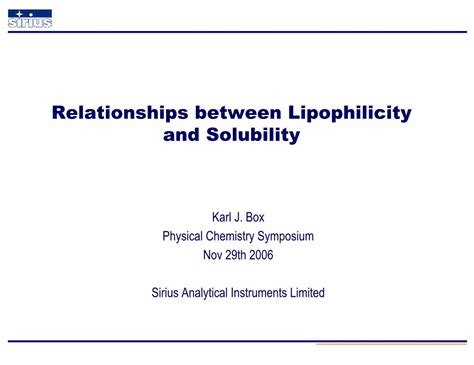 Pdf Relationships Between Lipophilicity And Solubilityphyschem Org Uk