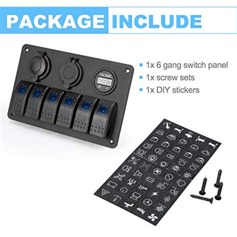 BUNKER INDUST 6 Gang Rocker Switch Panel With Dual USB Port Charger