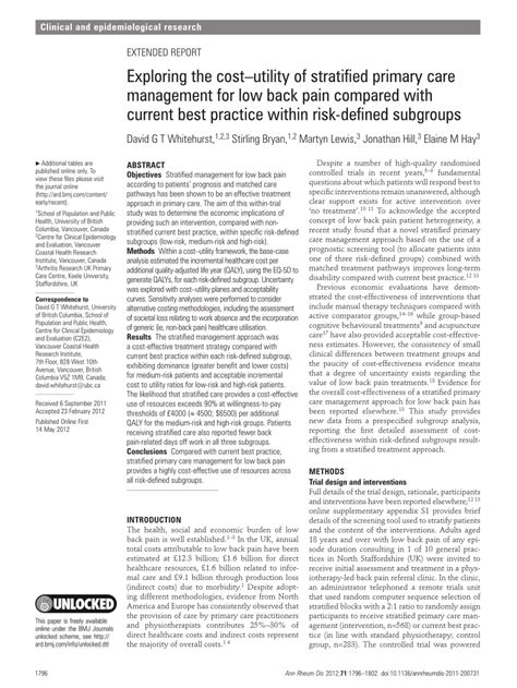 Pdf Exploring The Cost Utility Of Stratified Primary Care Management