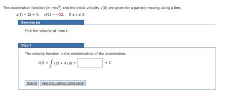 Solved The Acceleration Function In M S2 And The Initial